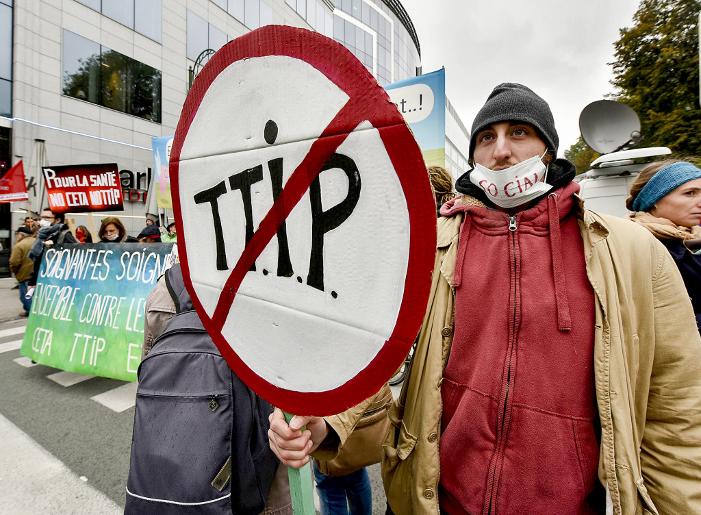 Det har varit många protester mot TTIP. Foto: Martin Meissner/AP/TT