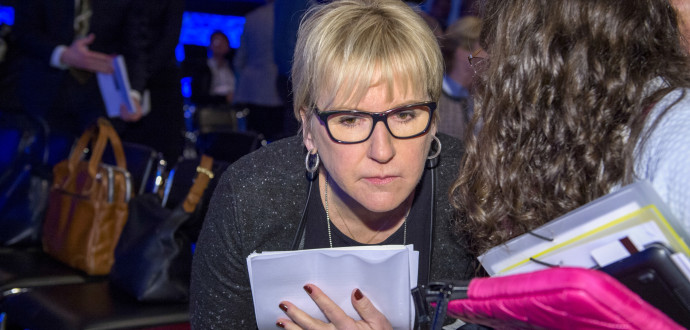 Margot Wallström på Folk och Försvar. Hon vill ha värnplikten tillbaka – i annan form. Foto: Henrik Montgomery/TT